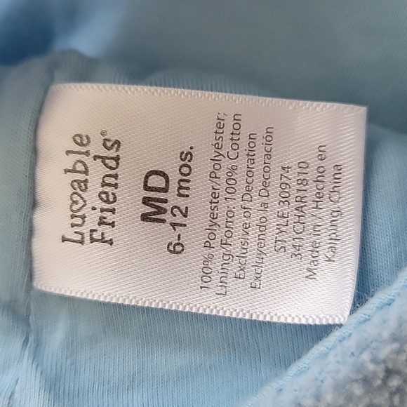 Luvable Friends Blue Ears Velcro Baby Infant Hat Cap Beanie - Picture 3 of 3